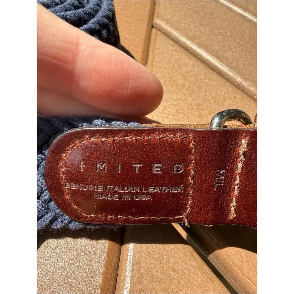 The Limited Vintage Woven Web Belt Blue Brown